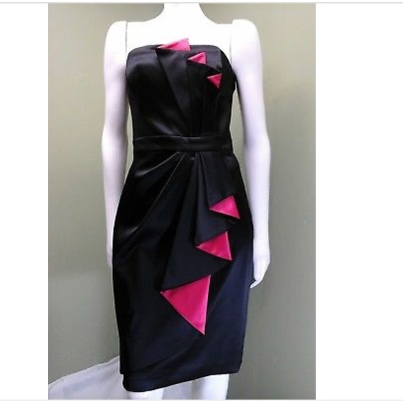 White House Black Market Black & Fuchsia Dress - Picture 4 of 8